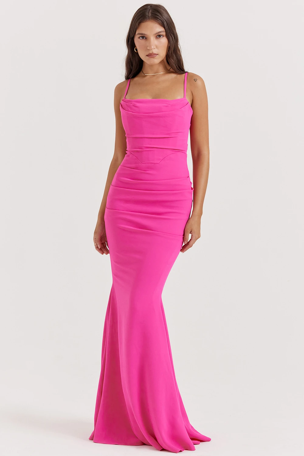 Hot Pink Corset Maxi Dress 1 Hot Pink Corset Maxi Dress