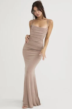Almond Jersey Corset Maxi Dress -Pinkyy Kleider Geschaft milena 3 2