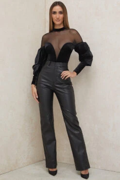 Black Velvet And Tulle Bodysuit -Pinkyy Kleider Geschaft monique 1