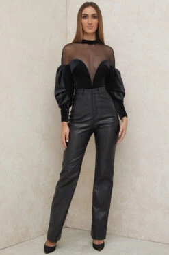 Black Velvet And Tulle Bodysuit -Pinkyy Kleider Geschaft monique 2