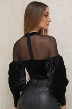 Black Velvet And Tulle Bodysuit -Pinkyy Kleider Geschaft monique 6a