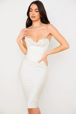Ivory Corset Slip Dress -Pinkyy Kleider Geschaft myrna 3 2
