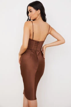 Chocolate Satin Corset Slip Dress -Pinkyy Kleider Geschaft myrna 9