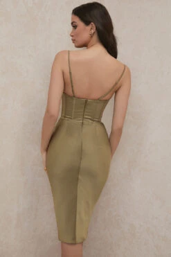 Olive Corset Slip Dress -Pinkyy Kleider Geschaft myrna 9k