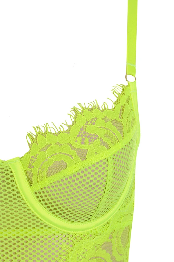 Neon Yellow Lace Bodysuit 15 Neon Yellow Lace Bodysuit – Bild 15