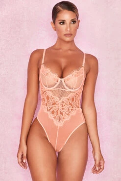 Peach Lace Bodysuit 19 Peach Lace Bodysuit -Pinkyy Kleider Geschaft nadia peach 5