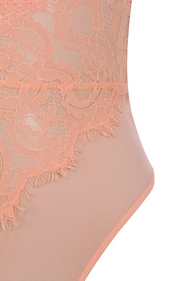 Peach Lace Bodysuit 14 Peach Lace Bodysuit – Bild 14