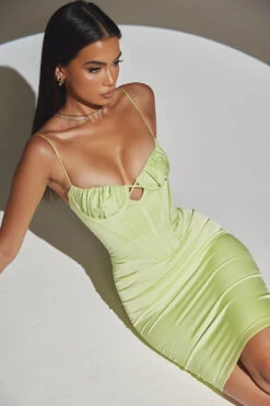 Pistachio Satin Midi Dress -Pinkyy Kleider Geschaft nathalia p12