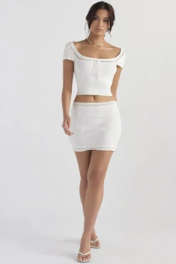 Ivory Dainty Knit Mini Skirt -Pinkyy Kleider Geschaft nolasarelle 1gg