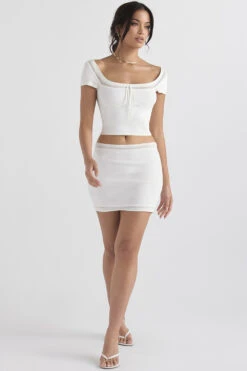 Ivory Dainty Knit Mini Skirt -Pinkyy Kleider Geschaft nolasarelle 2gg