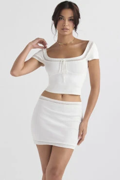 Ivory Dainty Knit Mini Skirt