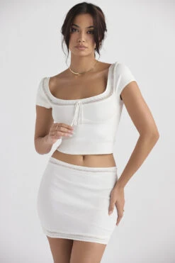 Ivory Dainty Knit Mini Skirt -Pinkyy Kleider Geschaft nolasarelle 5gg