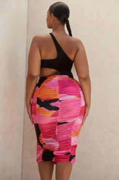 Multicolour Ruched Midi Skirt -Pinkyy Kleider Geschaft nolene 21