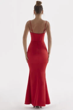 Red Rose Satin Corset Maxi Dress -Pinkyy Kleider Geschaft olivette 8