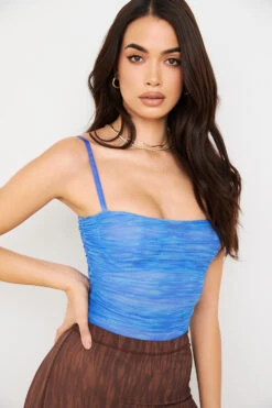 Sky Blue Print Ruched Mesh Bodysuit 16 Sky Blue Print Ruched Mesh Bodysuit -Pinkyy Kleider Geschaft pearl 4