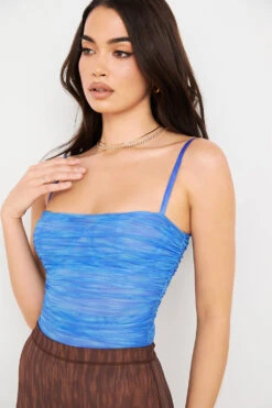 Sky Blue Print Ruched Mesh Bodysuit 21 Sky Blue Print Ruched Mesh Bodysuit -Pinkyy Kleider Geschaft pearl 7