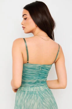 Ivy Print Ruched Mesh Bodysuit -Pinkyy Kleider Geschaft pearlerin 12a