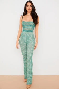 Ivy Print Ruched Mesh Bodysuit -Pinkyy Kleider Geschaft pearlerin 3