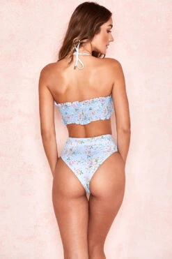 Blue Floral Print Shirred Bikini -Pinkyy Kleider Geschaft perdita 6