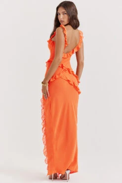 Flame Orange Ruffle Maxi Dress 30 Flame Orange Ruffle Maxi Dress -Pinkyy Kleider Geschaft pixie 8