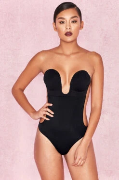 Plunge Self Adhesive Backless Bodysuit - Black 13 Plunge Self Adhesive Backless Bodysuit - Black -Pinkyy Kleider Geschaft plungeblack 3