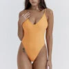 Light Orange Plunge One Piece Swimsuit