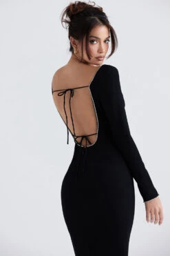 Black Crystal Embellished Maxi Dress -Pinkyy Kleider Geschaft rosa 11