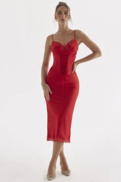 Red Rose Satin Slip Dress -Pinkyy Kleider Geschaft salma 1