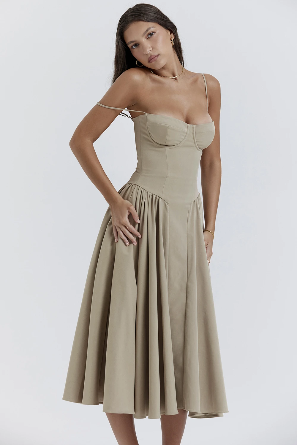 Taupe Corset Sun Dress 9 Taupe Corset Sun Dress – Bild 9