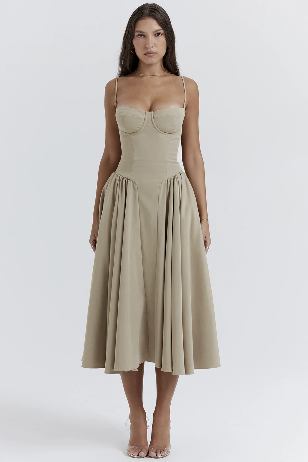 Taupe Corset Sun Dress 3 Taupe Corset Sun Dress – Bild 3
