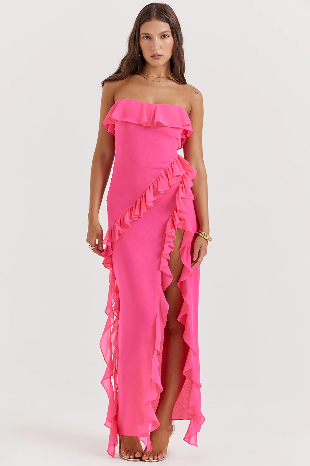 Fuchsia Ruffle Maxi Dress 3 Fuchsia Ruffle Maxi Dress – Bild 3