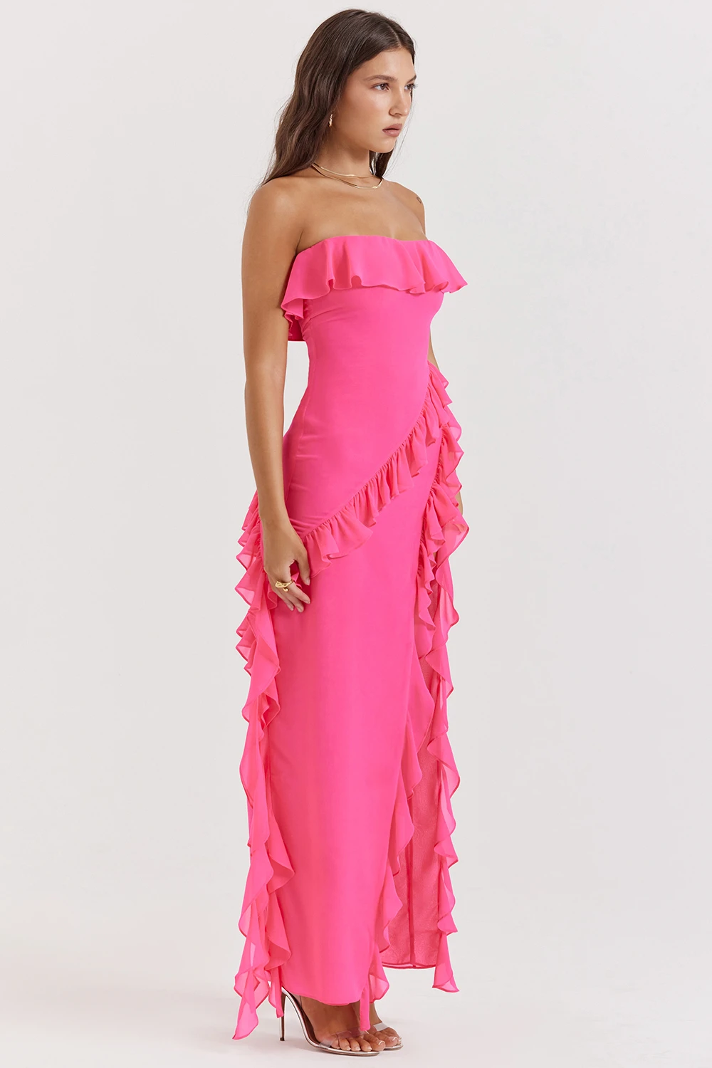 Fuchsia Ruffle Maxi Dress 5 Fuchsia Ruffle Maxi Dress – Bild 5