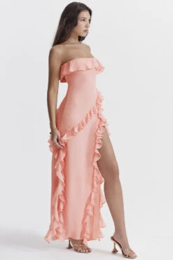 Apricot Ruffle Maxi Dress -Pinkyy Kleider Geschaft sarina c6