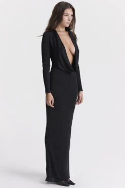 Black Draped Maxi Dress -Pinkyy Kleider Geschaft saskia 6
