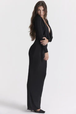 Black Draped Maxi Dress -Pinkyy Kleider Geschaft saskia 7
