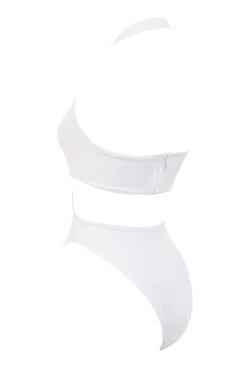 White Crossover Halter One Piece Swimsuit 29 White Crossover Halter One Piece Swimsuit -Pinkyy Kleider Geschaft savannah white 03