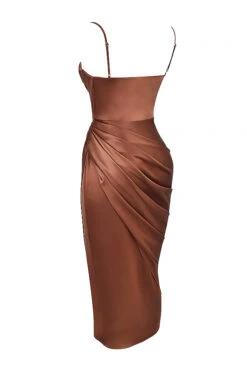 Toffee Satin Balcony Corset Dress -Pinkyy Kleider Geschaft sb5813d 02a