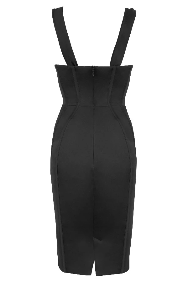 Black Satin Corset Dress 14 Black Satin Corset Dress – Bild 14