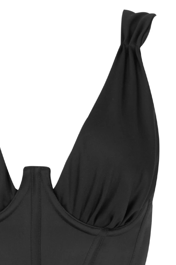 Black Satin Corset Dress 15 Black Satin Corset Dress – Bild 15