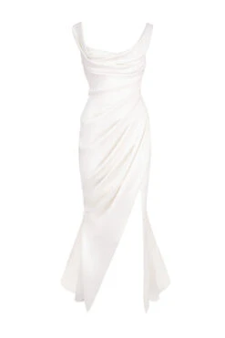 Ivory Draped Corset Bridal Gown - Limited Edition -Pinkyy Kleider Geschaft sb5897 01a