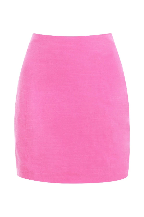 Pink Linen Mini Skirt 11 Pink Linen Mini Skirt – Bild 11