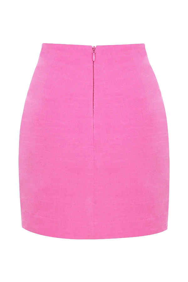 Pink Linen Mini Skirt 13 Pink Linen Mini Skirt – Bild 13