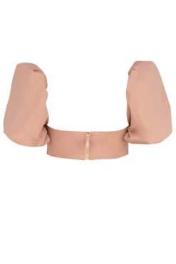 Camel Puff Sleeve Bralet -Pinkyy Kleider Geschaft sb5982 03