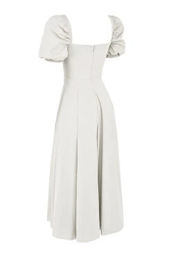 White Puff Sleeve Midi Sundress -Pinkyy Kleider Geschaft sb6025n 02