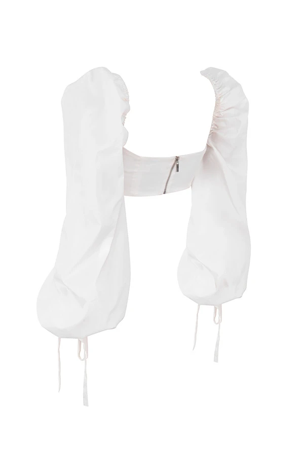 White Balloon Sleeve Corset Top 9 White Balloon Sleeve Corset Top – Bild 9