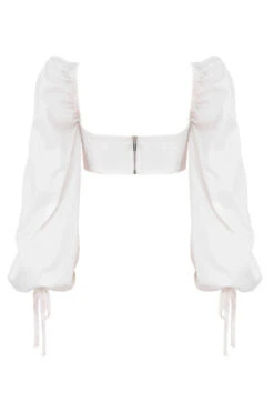 White Balloon Sleeve Corset Top 19 White Balloon Sleeve Corset Top -Pinkyy Kleider Geschaft sb6034 03