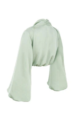 Sage Silky Satin Plunge Blouson Top 32 Sage Silky Satin Plunge Blouson Top -Pinkyy Kleider Geschaft sb6047 02v