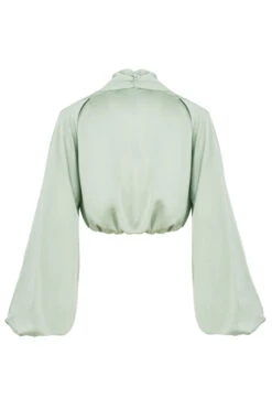 Sage Silky Satin Plunge Blouson Top 33 Sage Silky Satin Plunge Blouson Top -Pinkyy Kleider Geschaft sb6047 03v