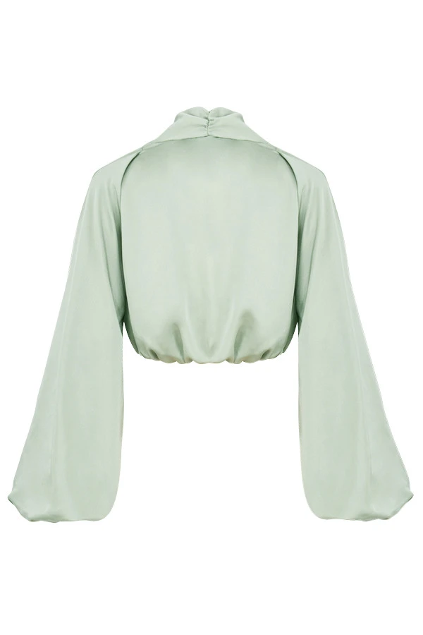 Sage Silky Satin Plunge Blouson Top 17 Sage Silky Satin Plunge Blouson Top – Bild 17