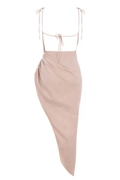 Sand Thigh Split Draped Maxi Dress -Pinkyy Kleider Geschaft sb6063 03